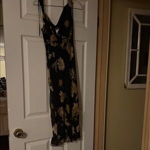 Rampage Black and Gold Floral Midi Dress